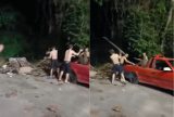 Homens são flagrados jogando entulho em área verde no bairro Cidade Nova