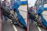 Moto é prensada entre dois ônibus na avenida Grande Circular