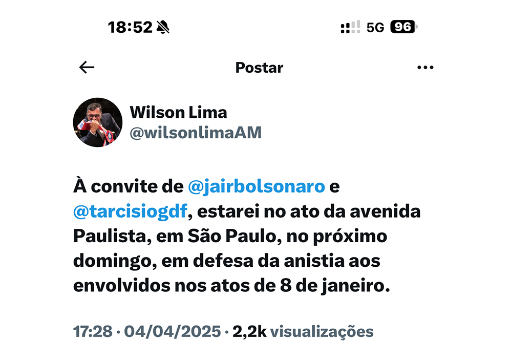 Wilson Lima vai a ato Wilson Lima vai a ato