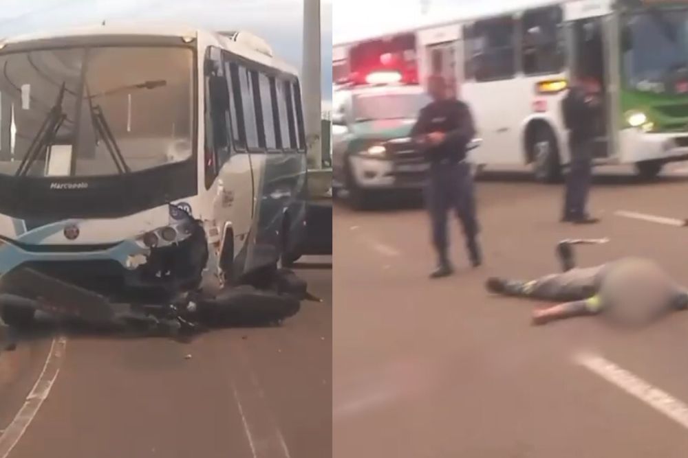 Motociclista morre ao colidir contra micro-ônibus na avenida Brasil Motociclista morre ao colidir contra micro-ônibus na avenida Brasil