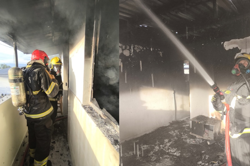 Incêndio atinge quitinete no bairro Alvorada Incêndio atinge quitinete no bairro Alvorada
