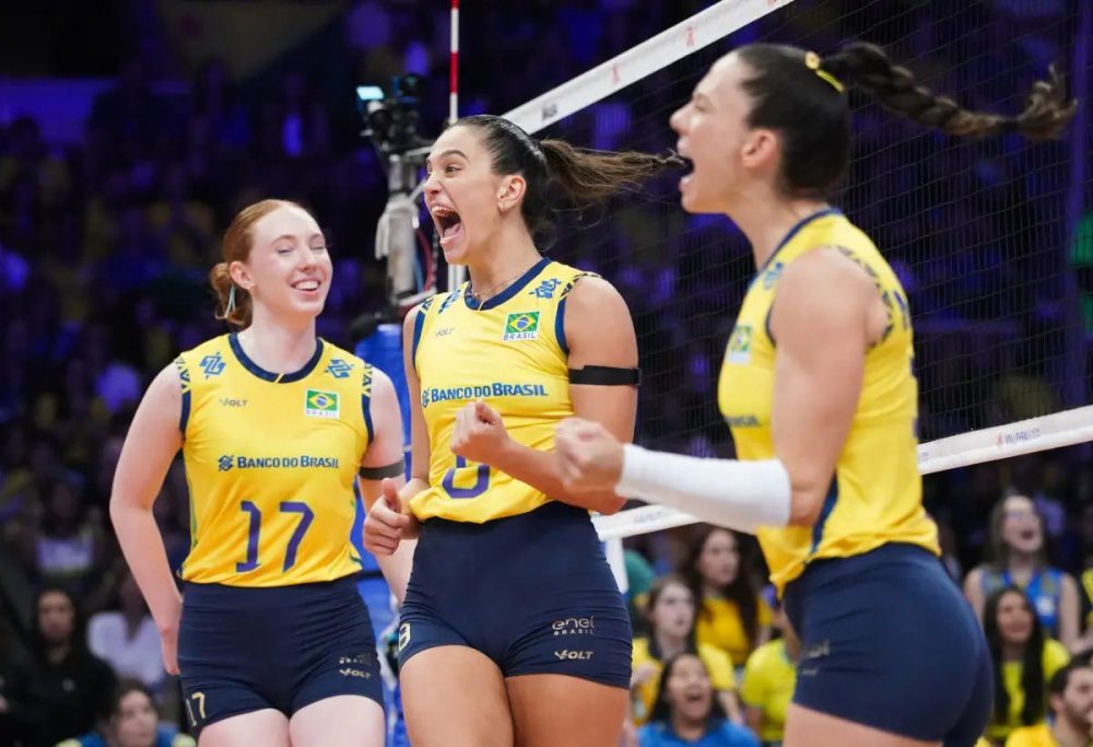 Brasil vence Alemanha no sufoco e mantém invencibilidade na Liga das Nações de Vôlei Brasil vence Alemanha no sufoco e mantém invencibilidade na Liga das Nações de Vôlei