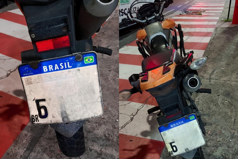Detran-AM flagra motociclista com placa adulterada e sem habilitação na zona centro-sul de Manaus Detran-AM flagra motociclista com placa adulterada e sem habilitação na zona centro-sul de Manaus