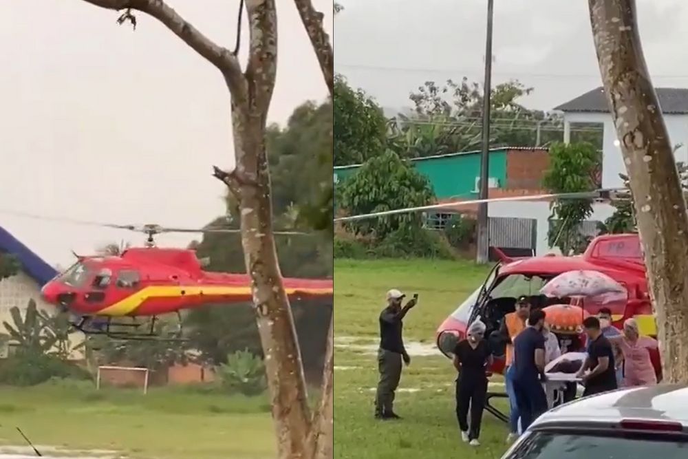 Helicóptero pousa ao lado de hospital em Parintins para resgatar indígena em estado grave Helicóptero pousa ao lado de hospital em Parintins para resgatar indígena em estado grave