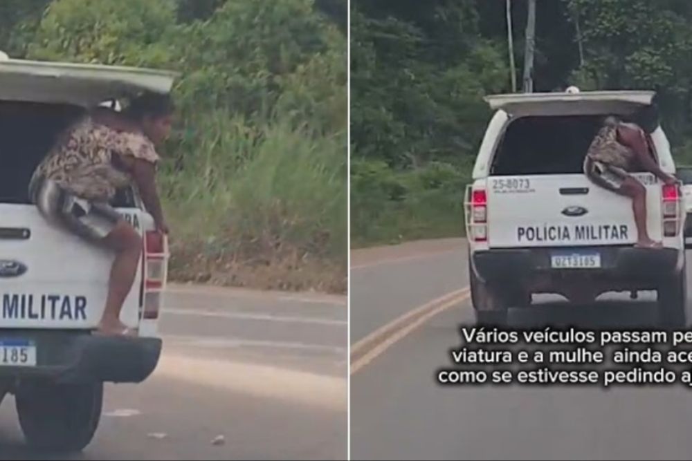 Idosa tenta se jogar de viatura em movimento e causa p&acirc;nico na AM-070