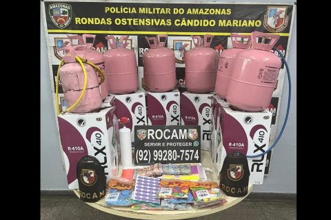 Homem é preso com 14 botijões de gás de refrigeração em Manaus