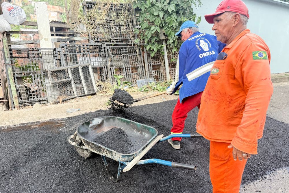 Recapeamento de ruas do centro hist&oacute;rico &eacute; intensificado durante Mutir&atilde;o em Manaus