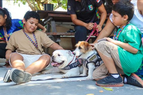 SEPcD promove manhã lúdica com cães da Polícia Militar para crianças com deficiência