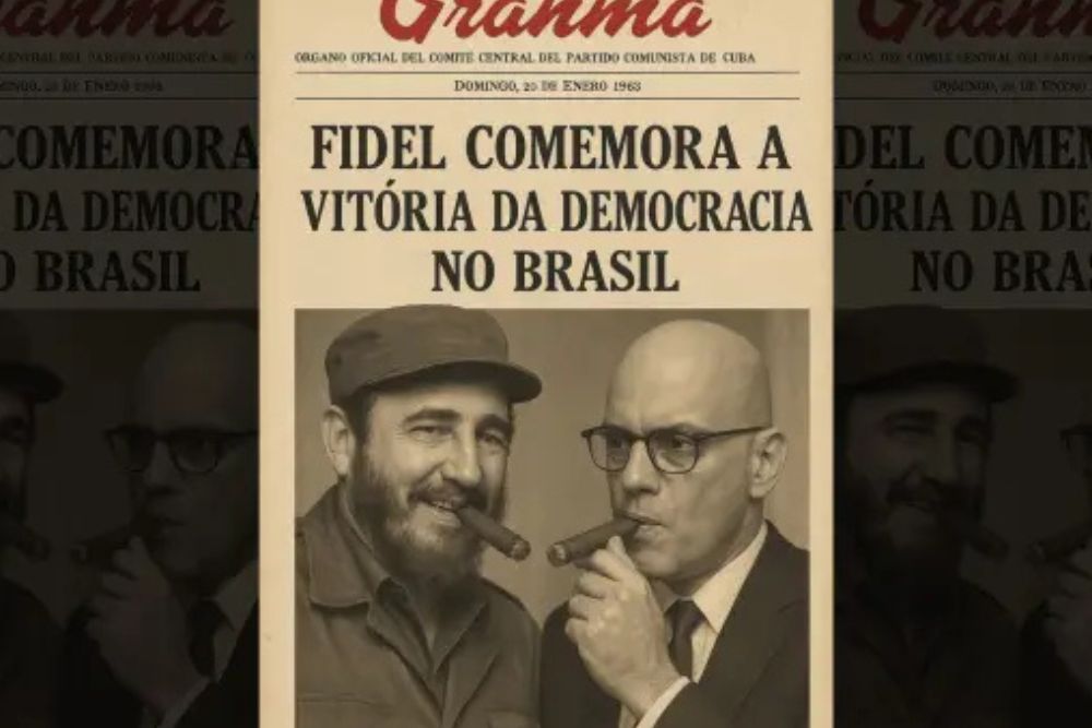 Flávio Bolsonaro usa ilustração para associar Moraes a Fidel Castro