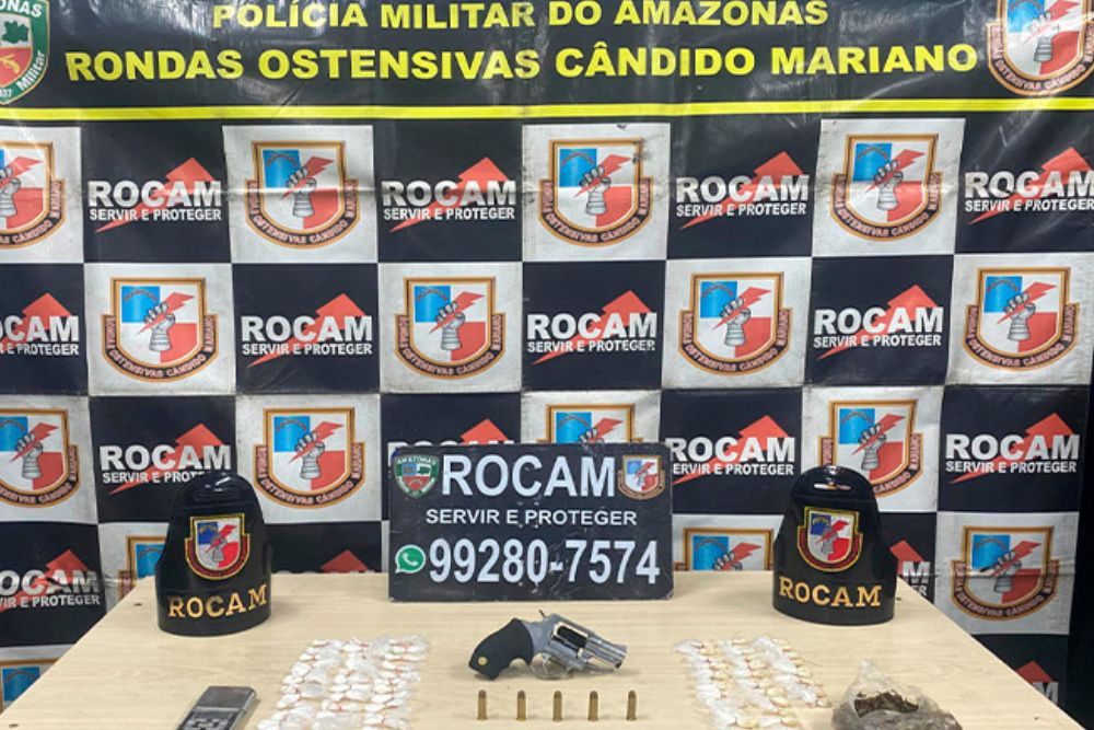 Polícia Militar prende homem com 67 porções de drogas e arma de fogo em Manaus