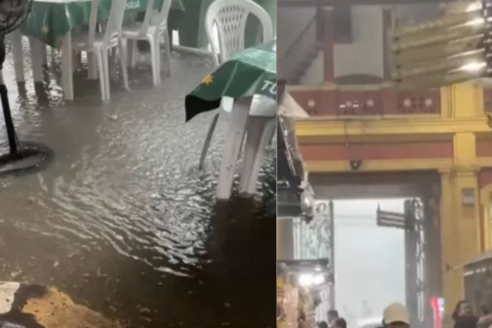 Temporal alaga Mercado Adolpho Lisboa e assusta frequentadores em Manaus