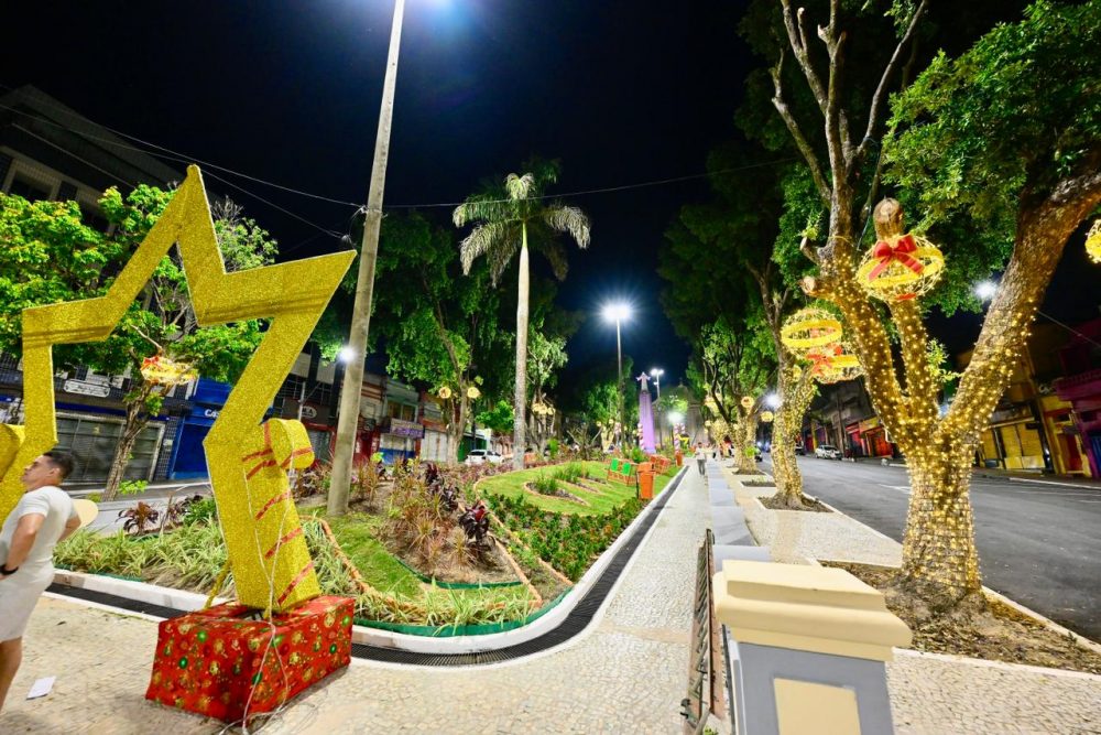 Manaus inicia contagem regressiva para o Natal com testes da árvore gigante e pista de patinação