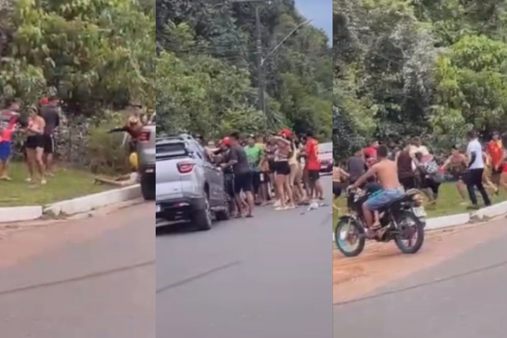 Arrancada ilegal em Novo Airão termina em briga generalizada e expõe crianças ao risco