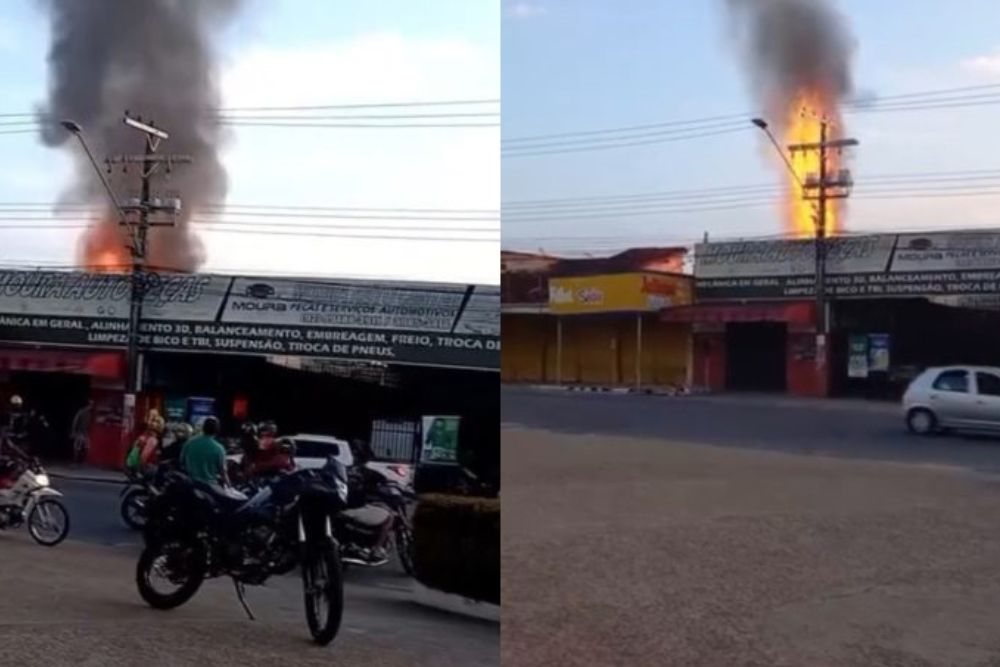 Incêndio atinge oficina no Novo Aleixo e destrói parte da estrutura na manhã deste domingo