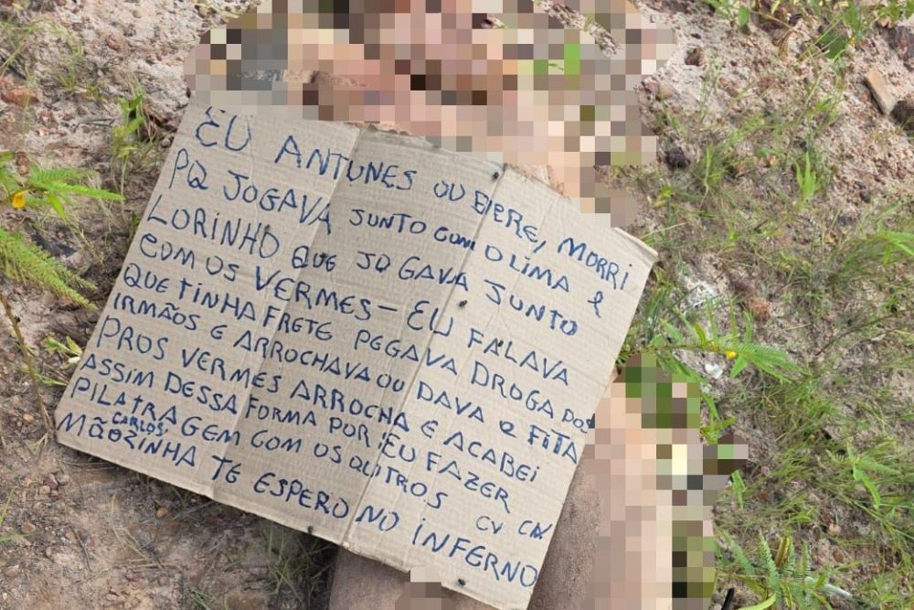 Homem é encontrado morto em Manaus com bilhete atribuído a facção criminosa