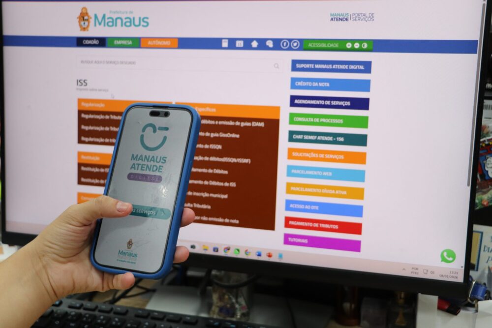 Aplicativo Manaus Atende oferece 2% de desconto na terceira parcela do ISS Fixo 2026