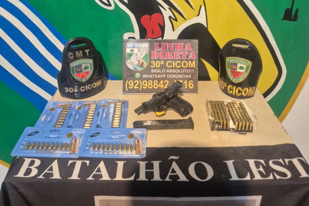 Arma de fogo e 60 munições são apreendidas na zona leste de Manaus