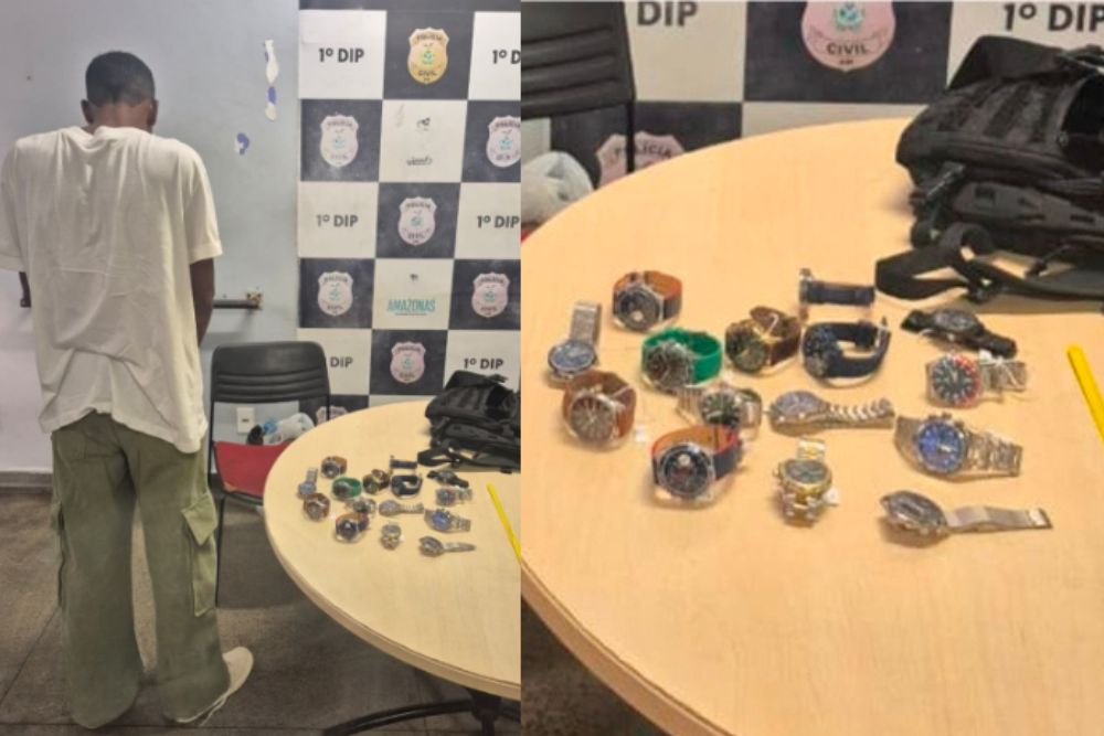 Homem passa a noite em shopping e furta 15 relógios em Manaus