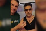 Flávio Bolsonaro e Zezé Di Camargo gravam mensagem de apoio ao ex-presidente durante Expogrande