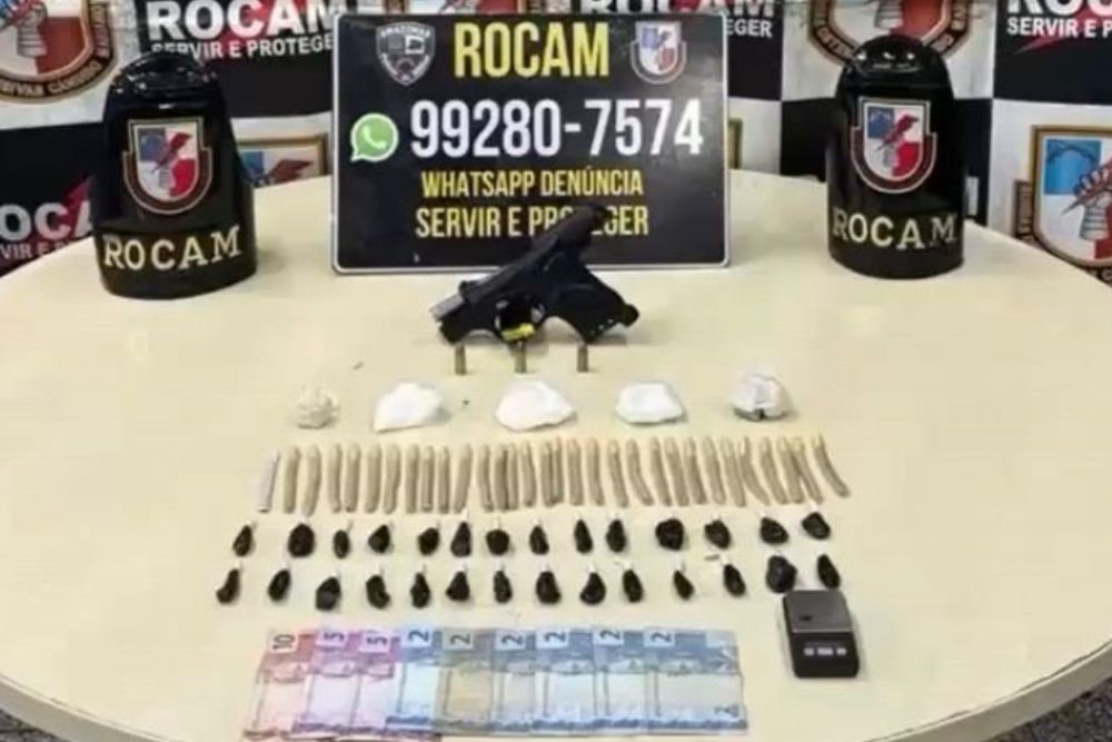 Polícia apreende pistola 9 mm e drogas durante patrulhamento na zona oeste de Manaus