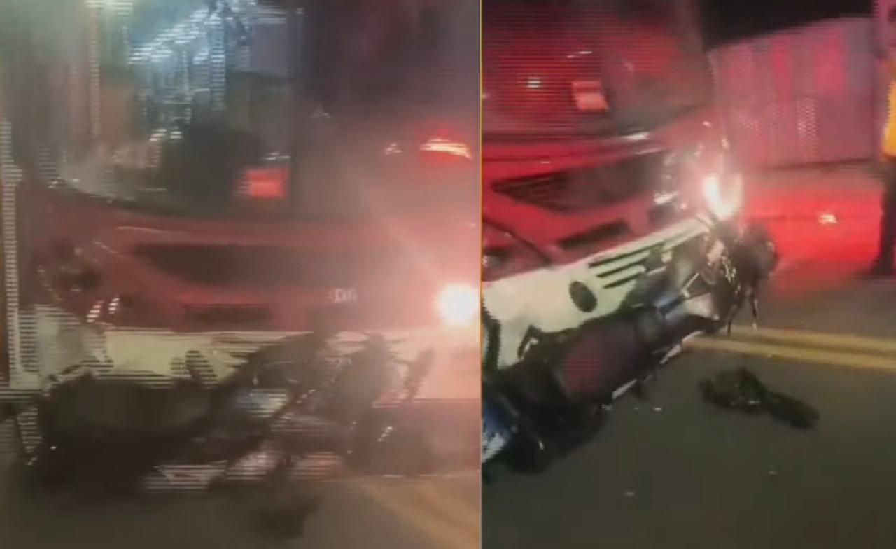 Mulher morre e homem fica ferido após colisão entre moto e ônibus em Manaus