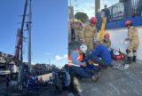Bombeiros resgatam trabalhador após queda de 10 metros durante serviço em poste
