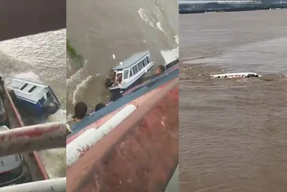 Lancha naufraga ao tentar alcançar balsa em travessia no Rio Amazonas
