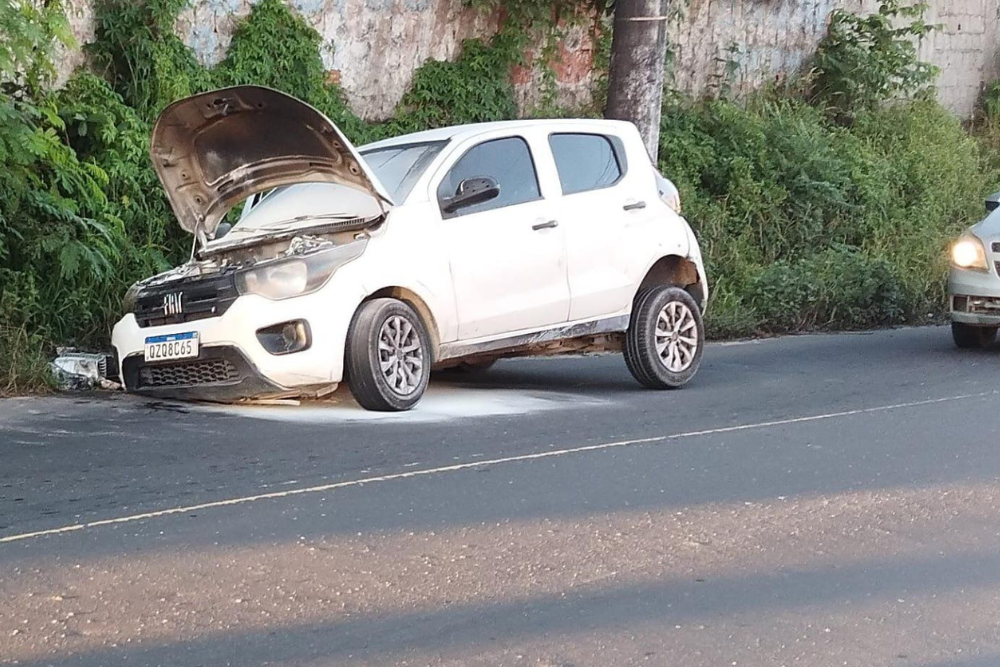 Motorista perde controle ao tentar evitar incêndio e carro cai em buraco no São José