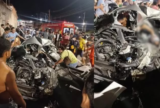 Carreta tomba em viaduto de Manaus e causa acidente violento envolvendo dois carros