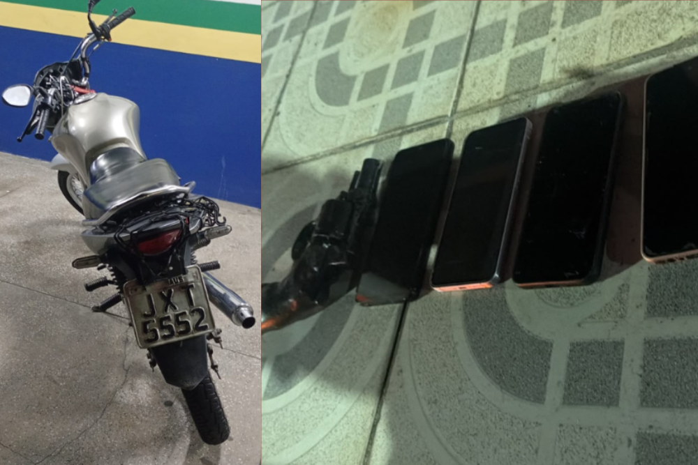 Dupla suspeita de arrastões é presa com arma, celulares e moto na zona norte de Manaus