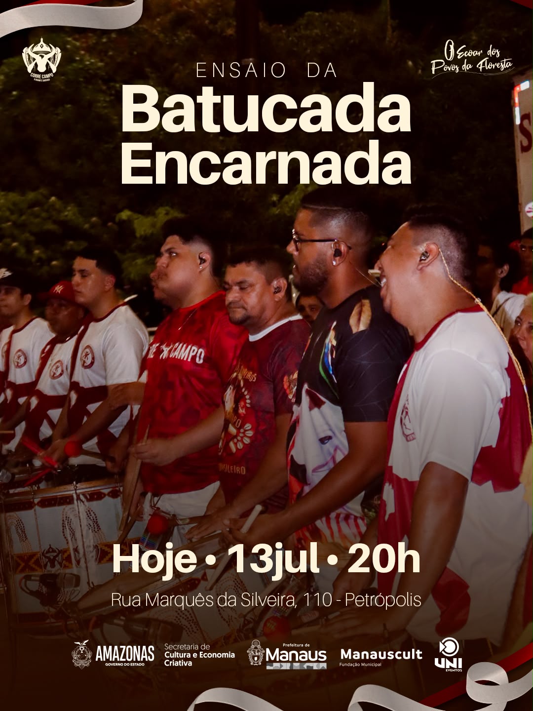 Batucada do Corre Campo abre ensaio ao público em Manaus