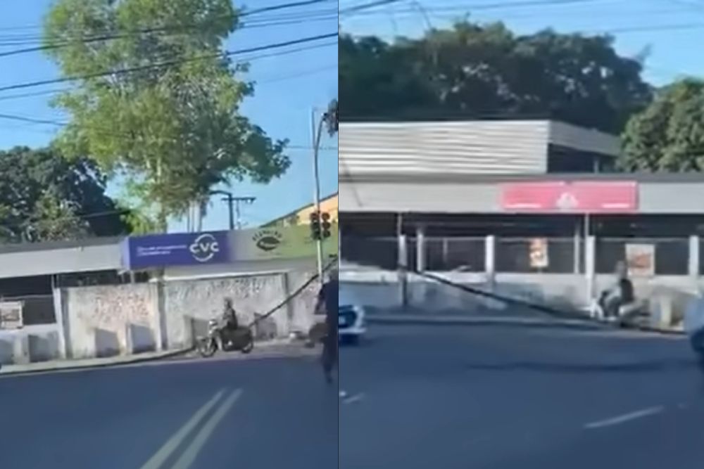 Fiação caída provoca transtornos no trânsito em cruzamento movimentado de Manaus