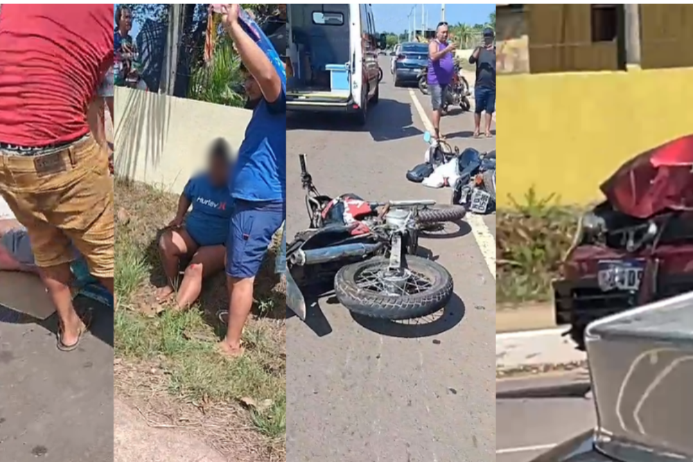 Colisão envolvendo carro e duas motocicletas deixa vítimas feridas em Manacapuru