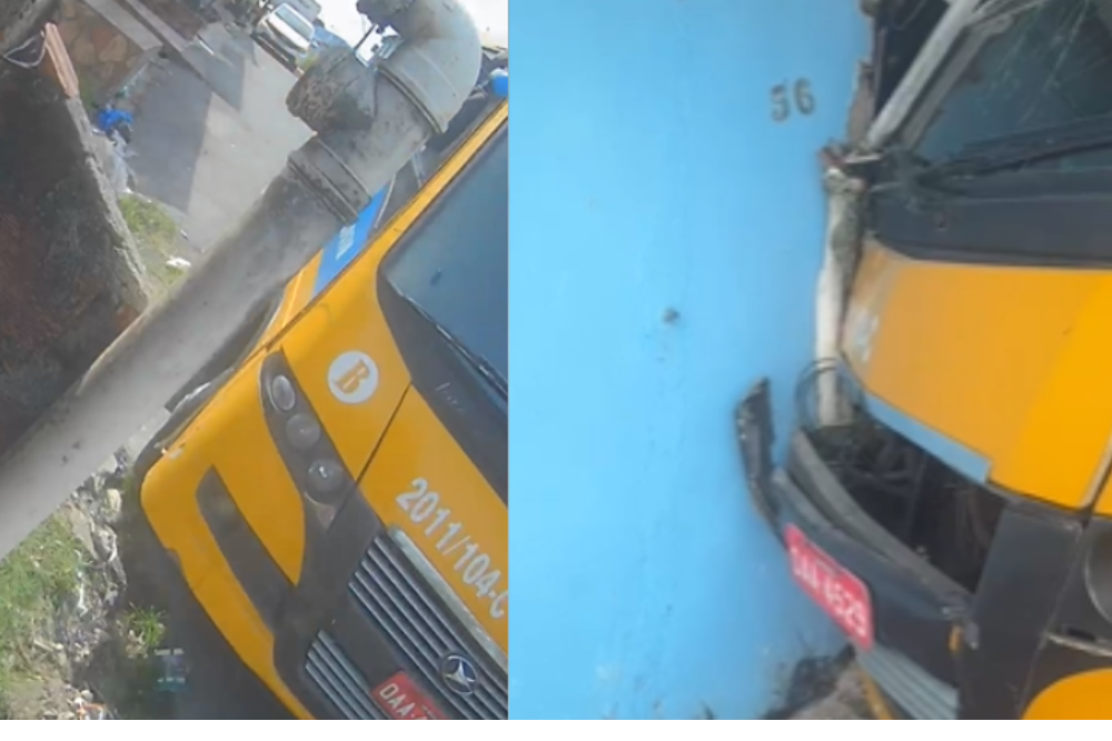 Ônibus ‘Amarelinho’ desgovernado bate contra casa na zona leste de Manaus